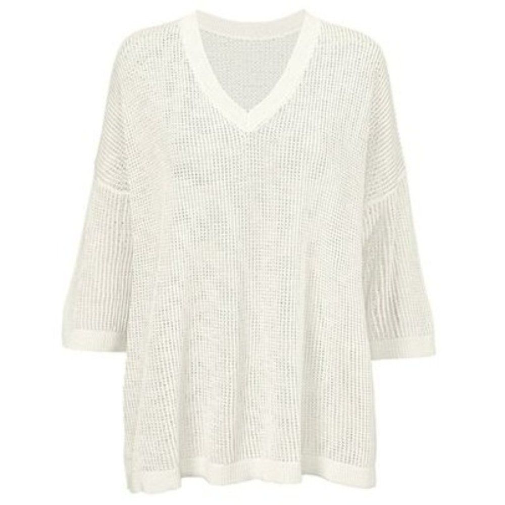 cabi Breeze Pullover - Open Weave Knit -- White -- Cover-up -- Small